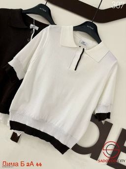 Футболка поло женская с пуговицами