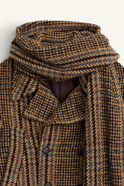LIMITED EDITION CROPPED CHECK COAT WITH SCARF - Zara фото 10