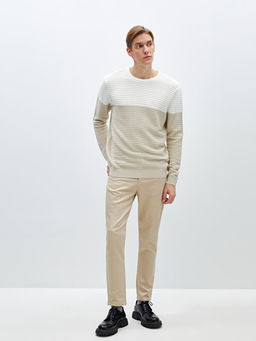 Bisiklet Yaka Uzun Kollu Renk Bloklu Erkek Triko Kazak