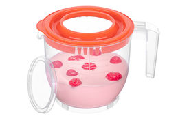 Ёмкость для миксера (блендера) 2,2 л 22,5*17*16 см с крышкой, прозрачная/коралловая (459)
