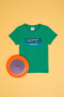 Детская зеленая футболка с круглым вырезом Неожиданная скидка в корзине