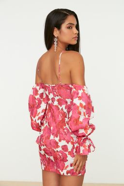 Cok Renkli Yaka Detayl? Dokuma Poplin K?sa S?k Abiye Elbise TPRSS21EL2455 - Trendyolmilla фото 5