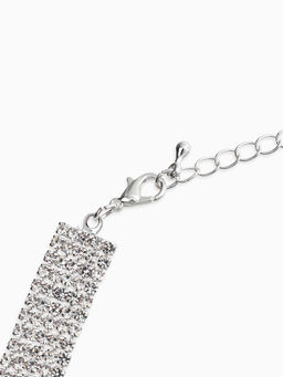 Набор 2 пред-а: серьги, колье со стразами "Лёд" клавиши, d=13,5см, цвет белый в серебре