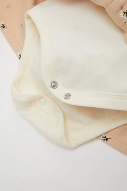 Платье из саржи с длинными рукавами и цветочным принтом для маленьких девочек, комплект из 2 предметов - Defacto фото 4