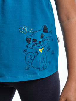 Футболка для девочки с принтом садик UD 0620 синий - Mini maxi фото 5