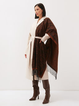 в составе шерсть Большой, мягкий, теплый двусторонний палантин с принтом. - Tantino фото 3