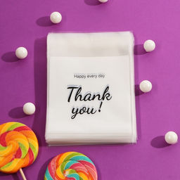 Цена за 100 шт. Пакет БОПП с липкой лентой, «Спасибо», 10×10+3 см