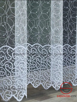 Тюль на шторной ленте с рисунком