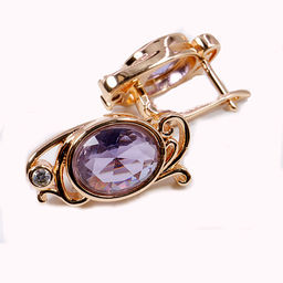 Комплект ювелирной бижутерии German Gold кольцо и серьги с Аметрином - Сандаловый дом фото 2