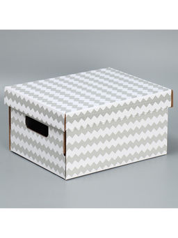 Цена за 5 шт. Коробка подарочная складная белая, упаковка, «Зигзаги», 32 х 25 х 16 см