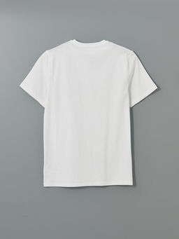 LC Waikiki Beyaz Bisiklet Yaka Bask_l_ Penye Erkek Ti__rt