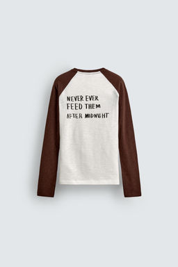 CAMISETA FLAM? ILUSTRACI?N GREMLINS &  X DYLAN?S T-SHIRT CLUB X ZARA / marron/blanco  фото 3