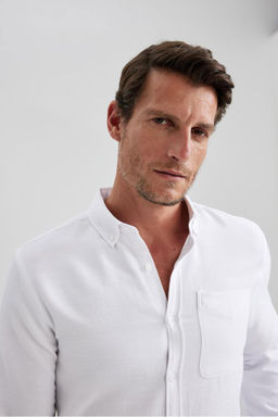 Рубашка приталенного кроя с длинным рукавом - Defacto фото 7