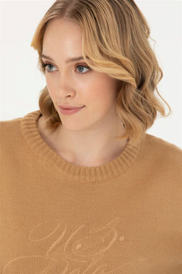 Женский свитер песочного цвета с круглым вырезом - U.s. polo assn фото 10