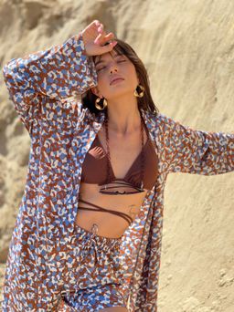 6885 Костюм из кимоно и шорт коричнево-голубой - Martichelli фото 2