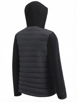 Куртка мужская гибридная стёганая с капюшоном с графеновой подкладкой черного цвета 9627_1Ch