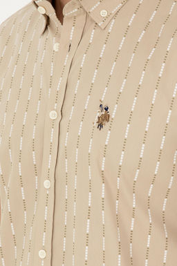 U. S. Polo Assn / Мужская рубашка светло-хаки с коротким рукавом - U.s. polo assn фото 7