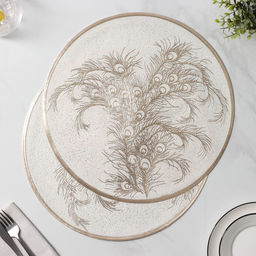 Набор салфеток сервировочных Доляна Павлин, 2 шт, d=38 см, цвет бежевый  фото 3