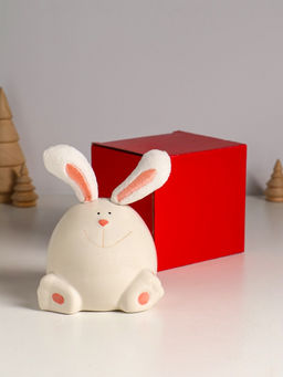 Фигурка керамика, текстиль Зайчик круглый, белый, 9?9.5?12 см