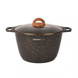 ЛА_АП_GRANIT ULTRA (black-gold) Кастрюля 8,0л со стекл крышкой , арт. кгбг82а