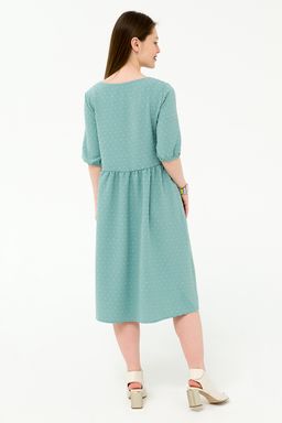 Платье со сборкой мятное