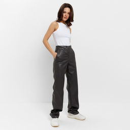 Брюки женские из экокожи MINAKU: Eco leather, цвет графит, размер 50