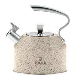 Чайник из нержавеющей стали 3 л со свистком, цвет; кремовый гранит R-7832 /RASHEL/