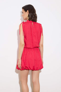 Limited Edition Fusya Balon Etek Detayl? K?sa / Mini Dokuma Elbise TWOSS26EL00139