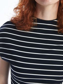 Dik Yaka ?izgili Elbise