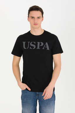 Мужская черная базовая футболка с круглым вырезом - U.s. polo assn фото 3