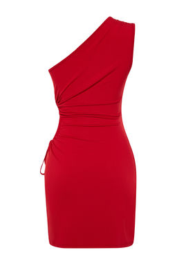 TRENDYOLMILLA Cok Renkli Cicek Desenli Vucuda Oturan Cut Out/Pencere Detayl? Orme K?sa S?k Elbise TPRSS23EL00154  фото 12