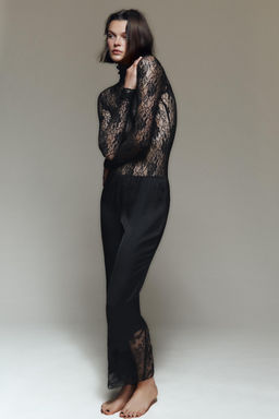 SATIN TROUSERS WITH LACE
