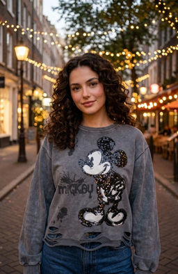 K13340 Свитшот с пайетками СЕРЫЙ