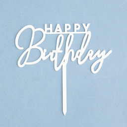 Цена за 3 шт. Топпер для торта «День рождения», серебро