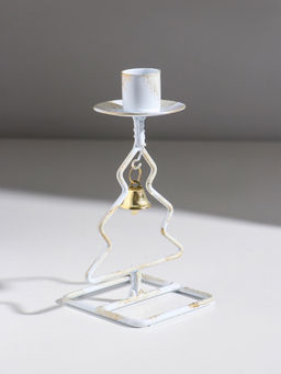 Подсвечник на 1 свечу «Ёлочка», металл, белый с патиной, d=2.3 см, 8.5×7.5×16 см