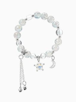 Браслет с подвесками "Сахарный" ночное небо, шар № 10/8, цвет нежно-розово-голубой в серебре   10967