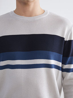 Bisiklet Yaka ?izgili Erkek Triko Kazak