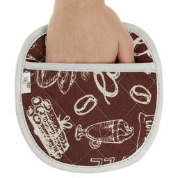 Прихватка с запахом 19х19см Эспрессо, вид 1, форма Яблоко, рогожка 171г/м2, хлопок 100%, наполнитель - ватин 280г/м2, на пластмассовом подвесе, Домашняя мода (Россия)  фото 3