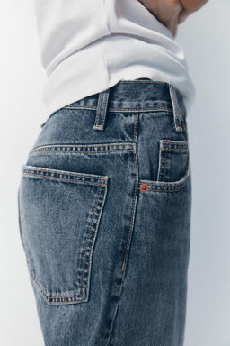 HIGH-WAIST TRF WIDE-LEG JEANS WITH CROSSOVER WAISTBAND - Zara фото 28