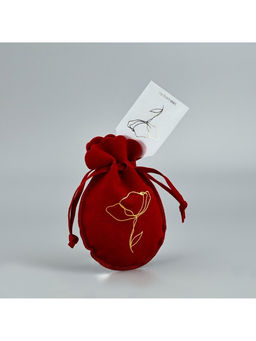 Цена за 5 шт. Мешочек подарочный замшевый Цветок, красный, тиснение, 9?12 см  1.5 см