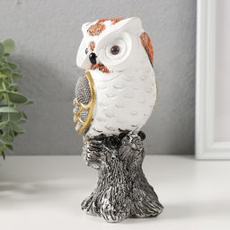 Фигурка полистоун «Мудрая сова Мадлен», белая с золотом, 15×7.5×8 см