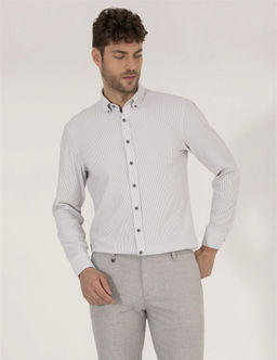 Antrasit Slim Fit Uzun Kollu G_mlek