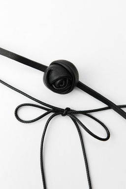 DOUBLE LEATHER FLOWER CHOKER - Zara фото 8