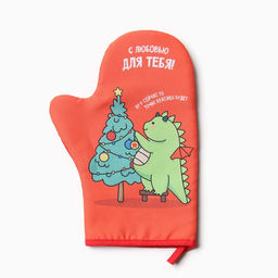 Варежка-прихватка Доляна Время подарков 20х28 см, 35% хл, 65% пэ, ватин 250 г/м2  фото 2