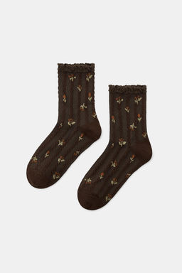 FLORAL PRINT LACE TRIM SOCKS - Zara фото 2