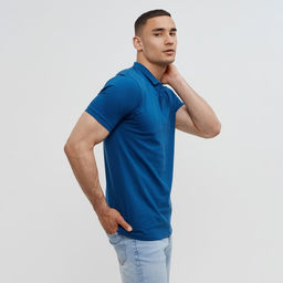 Футболка поло мужская MINAKU REGULAR FIT: синяя, р-р 44