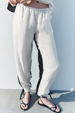 CONTRAST LINEN TROUSERS - Zara фото 7