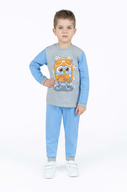 Костюм детский голубой меланж сова пилот