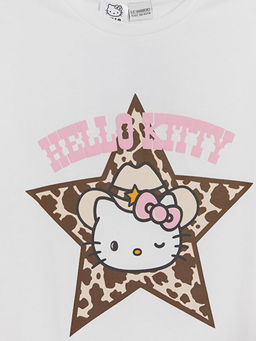 Bisiklet Yaka Hello Kitty Bask?l? K?z ?ocuk Ti??rt