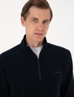 Lacivert Regular Fit Yar_m Fermuarl_ Polar Sweatshirt - Pierre cardin фото 2